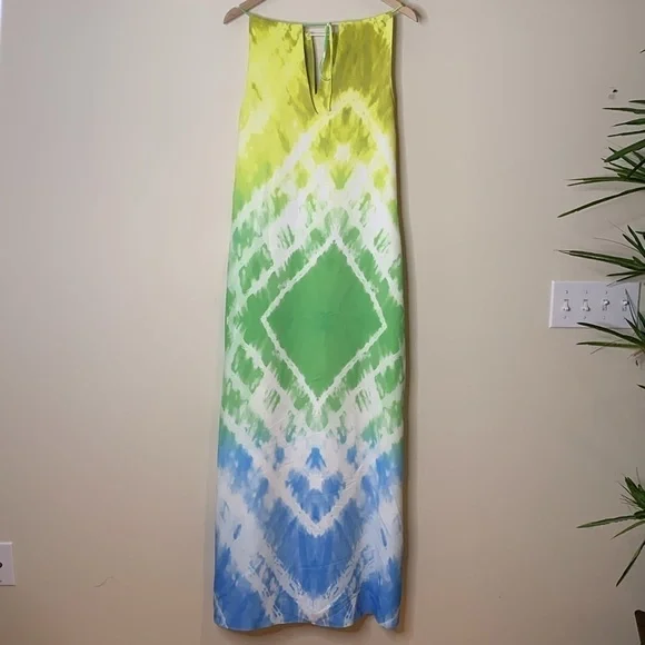 Amanda Uprichard | Julie Rainbow Tie Dye Pocket Sleeveless Halter Maxi Dress S - Picture 13 of 17